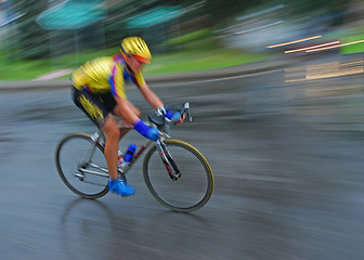 Image showing Speedy bicyclist