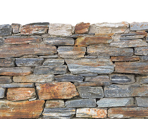Image showing Bottom part rough stone textured wall background isolated on top