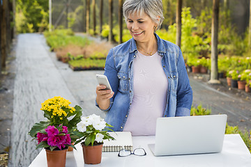 Image showing Working in a flower shop