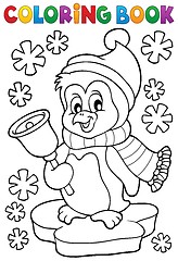 Image showing Coloring book Christmas penguin topic 1