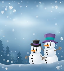 Image showing Winter snowmen thematics image 3