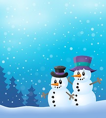 Image showing Winter snowmen thematics image 2