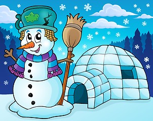 Image showing Igloo with snowman theme 2