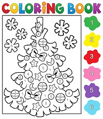 Image showing Coloring book Christmas tree topic 4