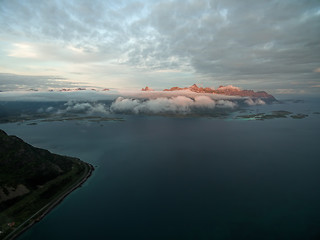 Image showing Lofoten midnight sun