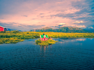 Image showing Small house on island