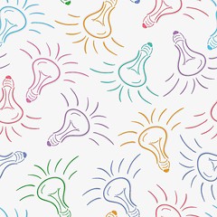 Image showing color bulbs, sketch, seamless pattern