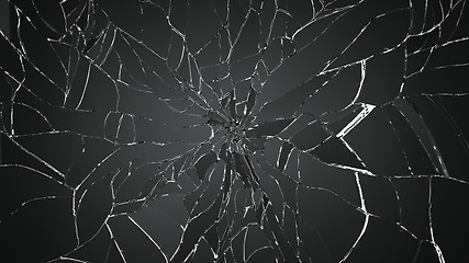 Image showing Pieces of broken or cracked glass on white