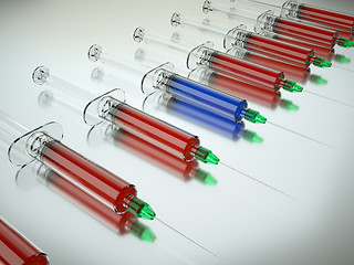 Image showing Right Medical choice with group of syringes and unique one