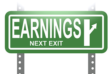 Image showing Earnings green sign board isolated
