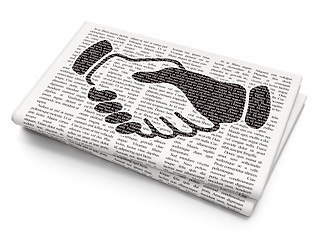 Image showing Finance concept: Handshake on Newspaper background