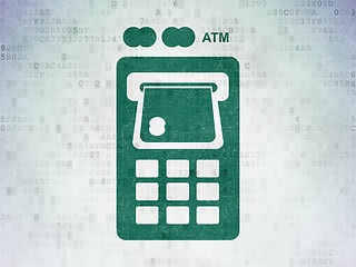 Image showing Money concept: ATM Machine on Digital Paper background
