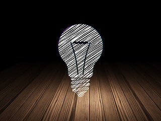 Image showing Finance concept: Light Bulb in grunge dark room