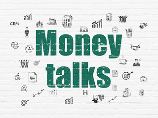 Image showing Finance concept: Money Talks on wall background