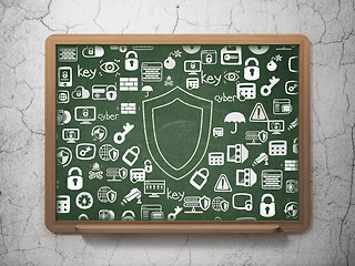 Image showing Protection concept: Contoured Shield on School Board background