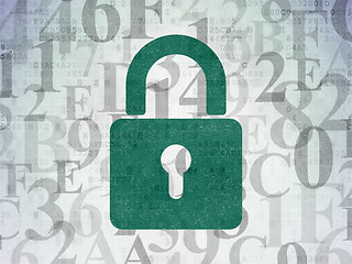 Image showing Privacy concept: Closed Padlock on Digital Paper background
