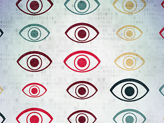 Image showing Privacy concept: Eye icons on Digital Paper background