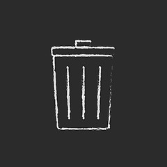 Image showing Trash can icon drawn in chalk.