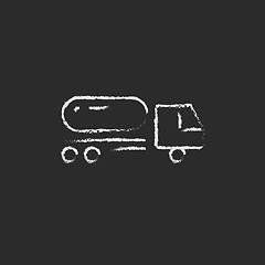 Image showing Fuel truck icon drawn in chalk.