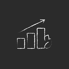 Image showing Bar graph with leaf icon drawn in chalk.