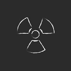 Image showing Ionizing radiation sign icon drawn in chalk.