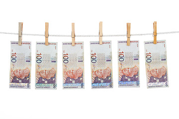Image showing Malaysia Currency on Clothesline