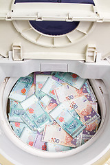 Image showing Malaysia Currency in washing machine