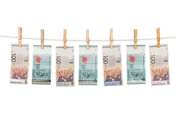 Image showing Malaysia Currency on Clothesline