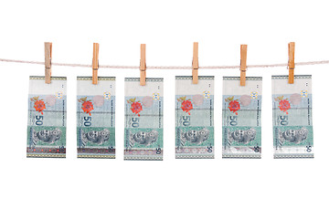 Image showing Malaysia Currency on Clothesline