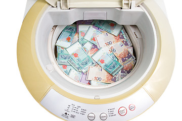 Image showing Malaysia Currency in washing machine