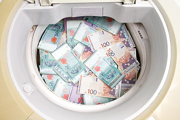 Image showing Malaysia Currency in washing machine