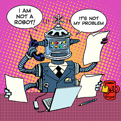 Image showing Robot Secretary on the phone business concept