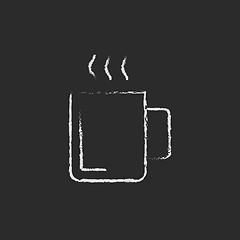 Image showing Mug of hot drink icon drawn in chalk.