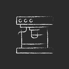 Image showing Coffee maker icon drawn in chalk.
