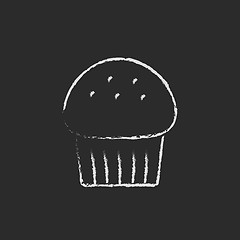 Image showing Cupcake icon drawn in chalk.