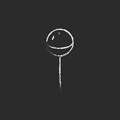 Image showing Round lollipop icon drawn in chalk.