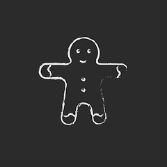 Image showing Gingerbread man icon drawn in chalk.