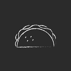 Image showing Taco icon drawn in chalk.