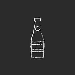 Image showing Glass bottle icon drawn in chalk.