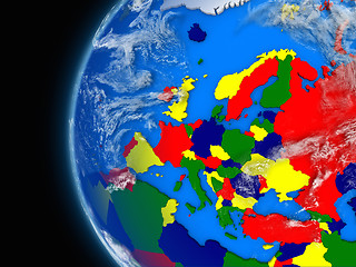 Image showing European continent on political globe