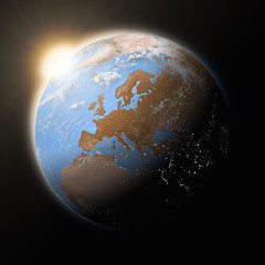 Image showing Sun over Europe on planet Earth