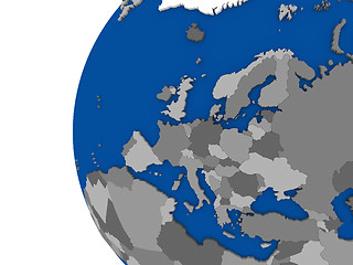 Image showing European continent on political globe