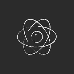 Image showing Atom icon drawn in chalk.