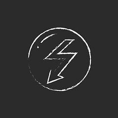 Image showing Lightning arrow downward icon drawn in chalk.