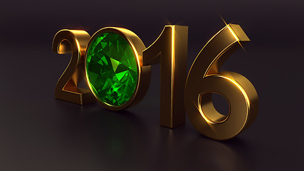 Image showing New year 2016 with emerald gemstone