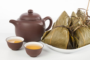 Image showing Chinese  Dumplings, Zongzi in White Background