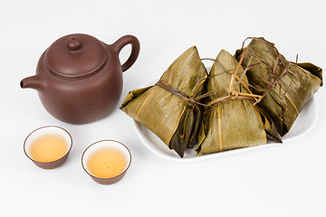 Image showing Chinese  Dumplings, Zongzi in White Background