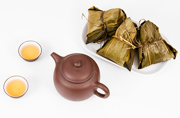 Image showing Chinese  Dumplings, Zongzi in White Background