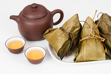 Image showing Chinese  Dumplings, Zongzi in White Background