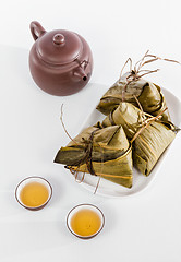 Image showing Chinese  Dumplings, Zongzi in White Background